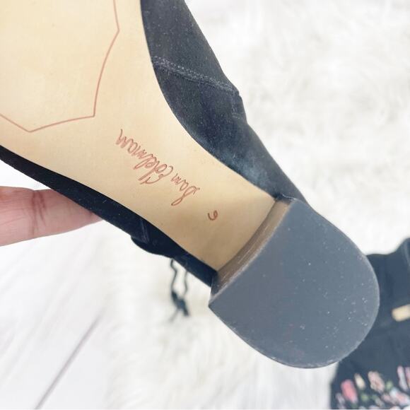 🆕 Sam Edelman Winnie Floral Embroidered‎ Suede Ankle Bootie  in Black Size 6 - Picture 7 of 8